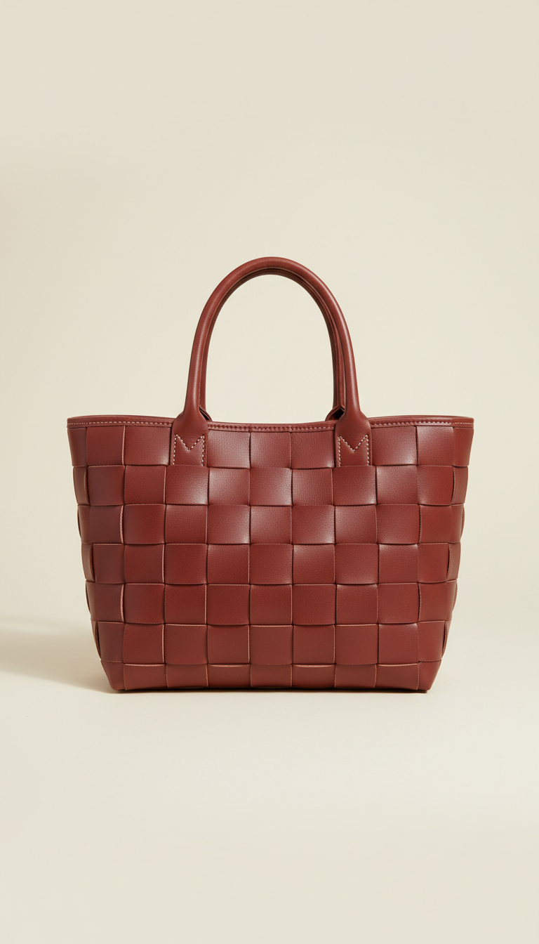 Borsa tote intrecciata rosso terra