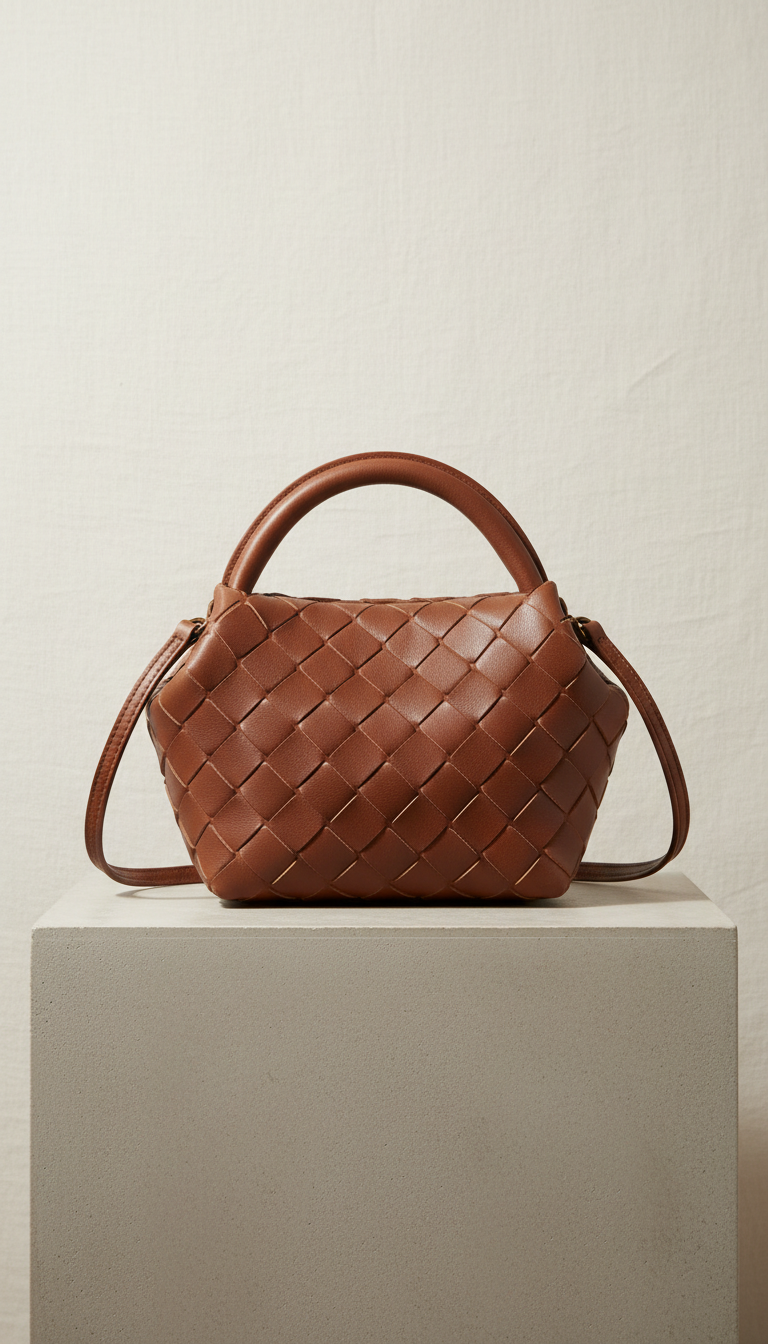 Mini borsa a mano in pelle cacao