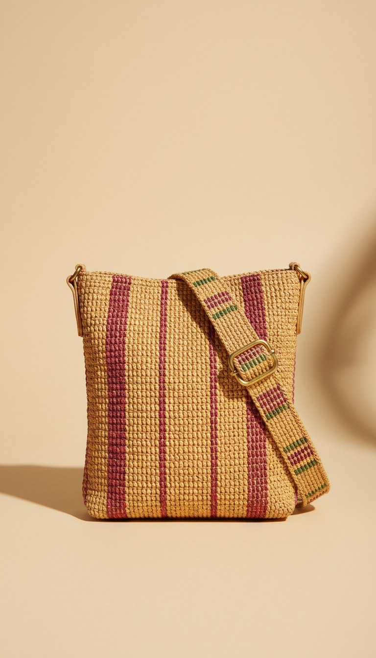 Borsa a tracolla intrecciata miele dorato