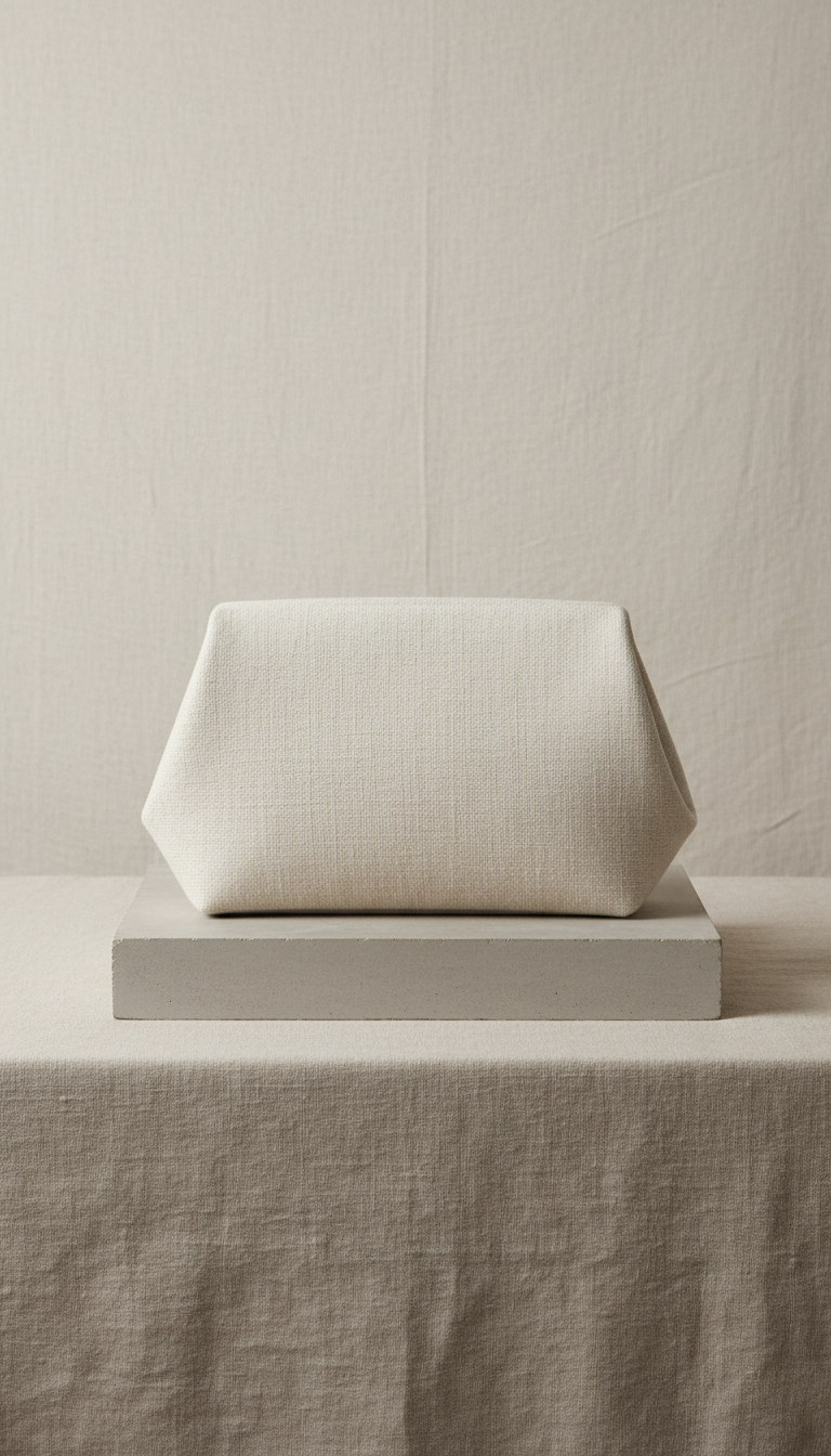 Clutch strutturata in lino avorio