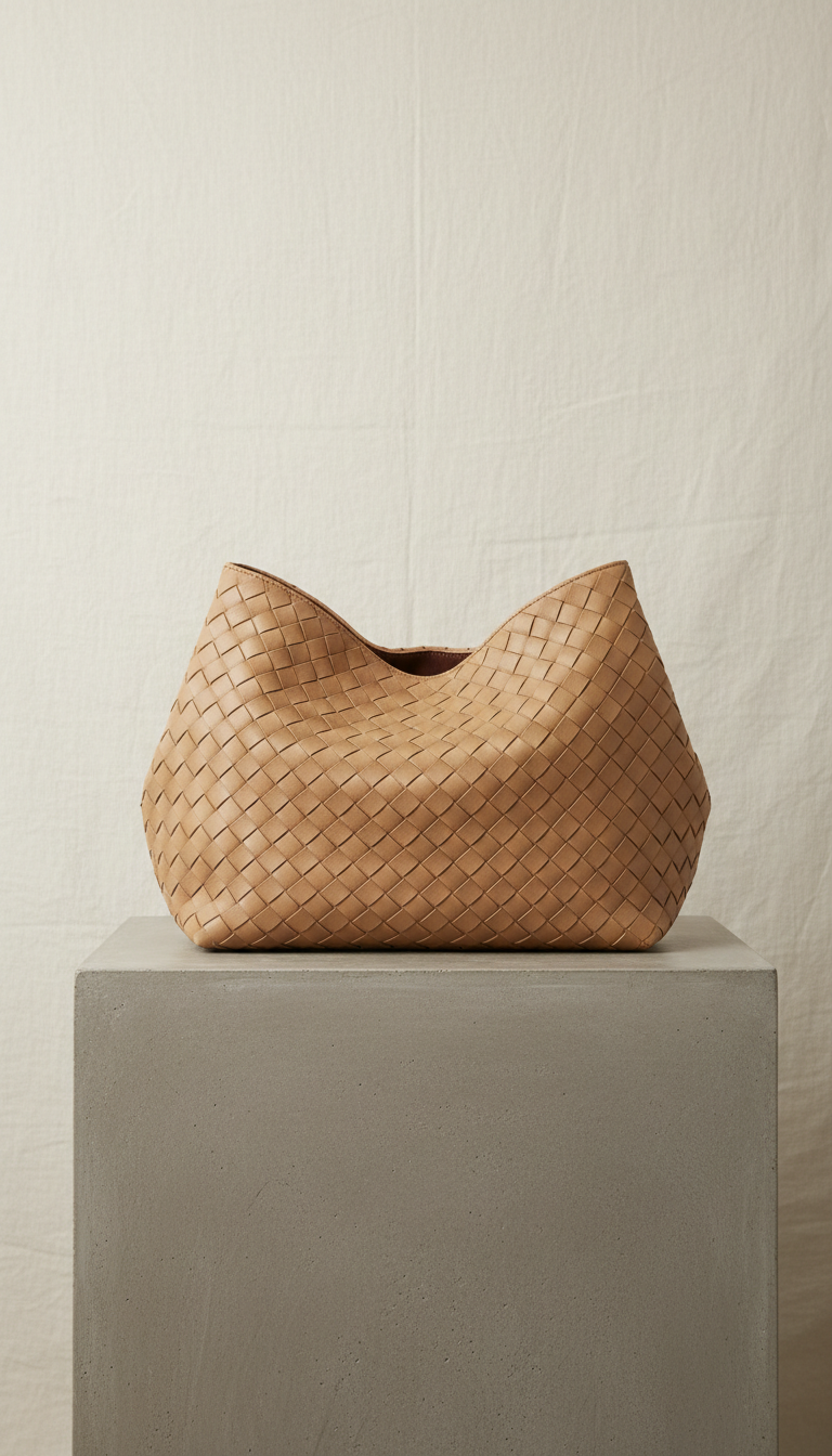 Borsa tote intrecciata sabbia toscana