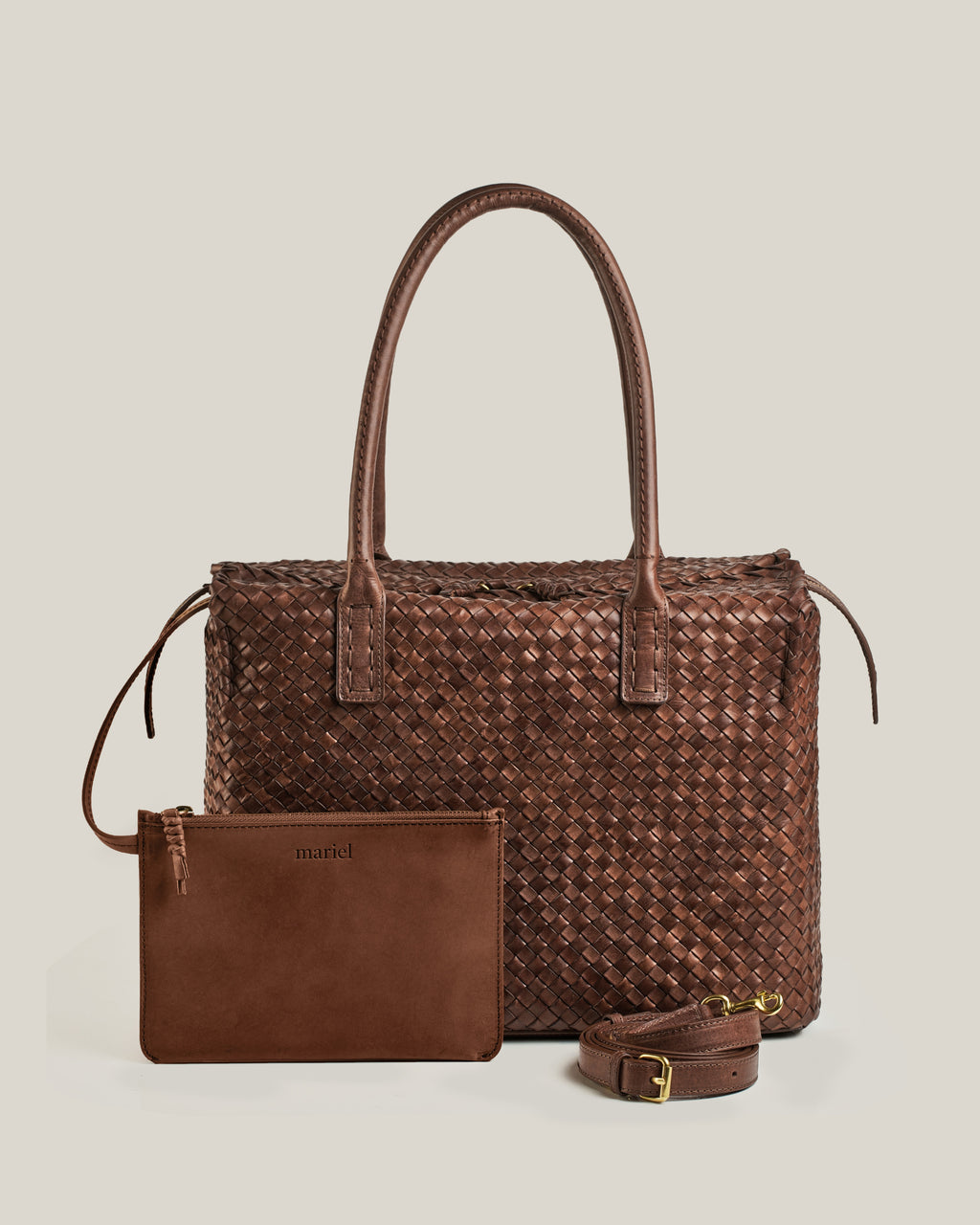 Box L - Bauletto grande in vacchetta intrecciata choco