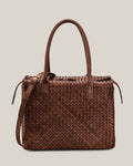 Box L - Bauletto grande in vacchetta intrecciata choco