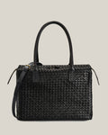 Box L - Bauletto grande in vacchetta intrecciata nera