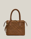 Box M - Bauletto medio in pelle intrecciata cuoio