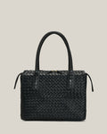Box M - Bauletto medio in vacchetta intrecciata nera