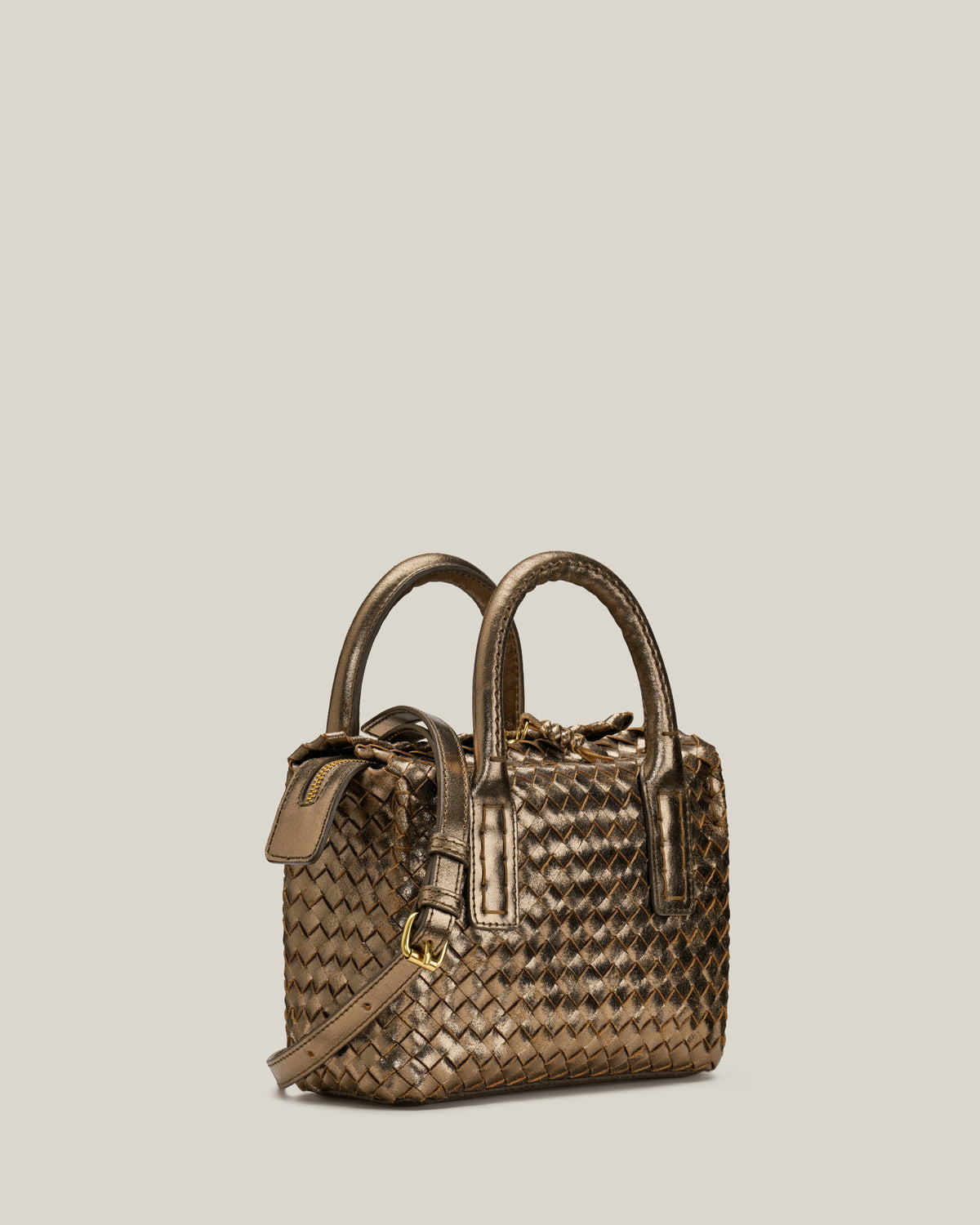 Box S - Bauletto piccolo intrecciato ottone