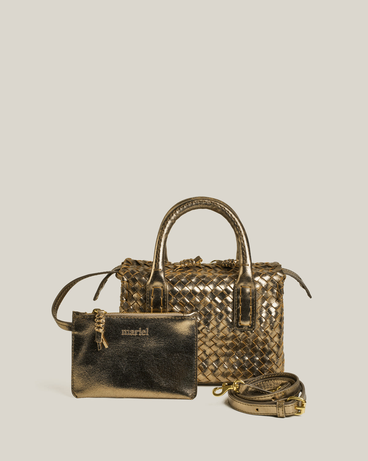 Box S - Bauletto piccolo intrecciato ottone