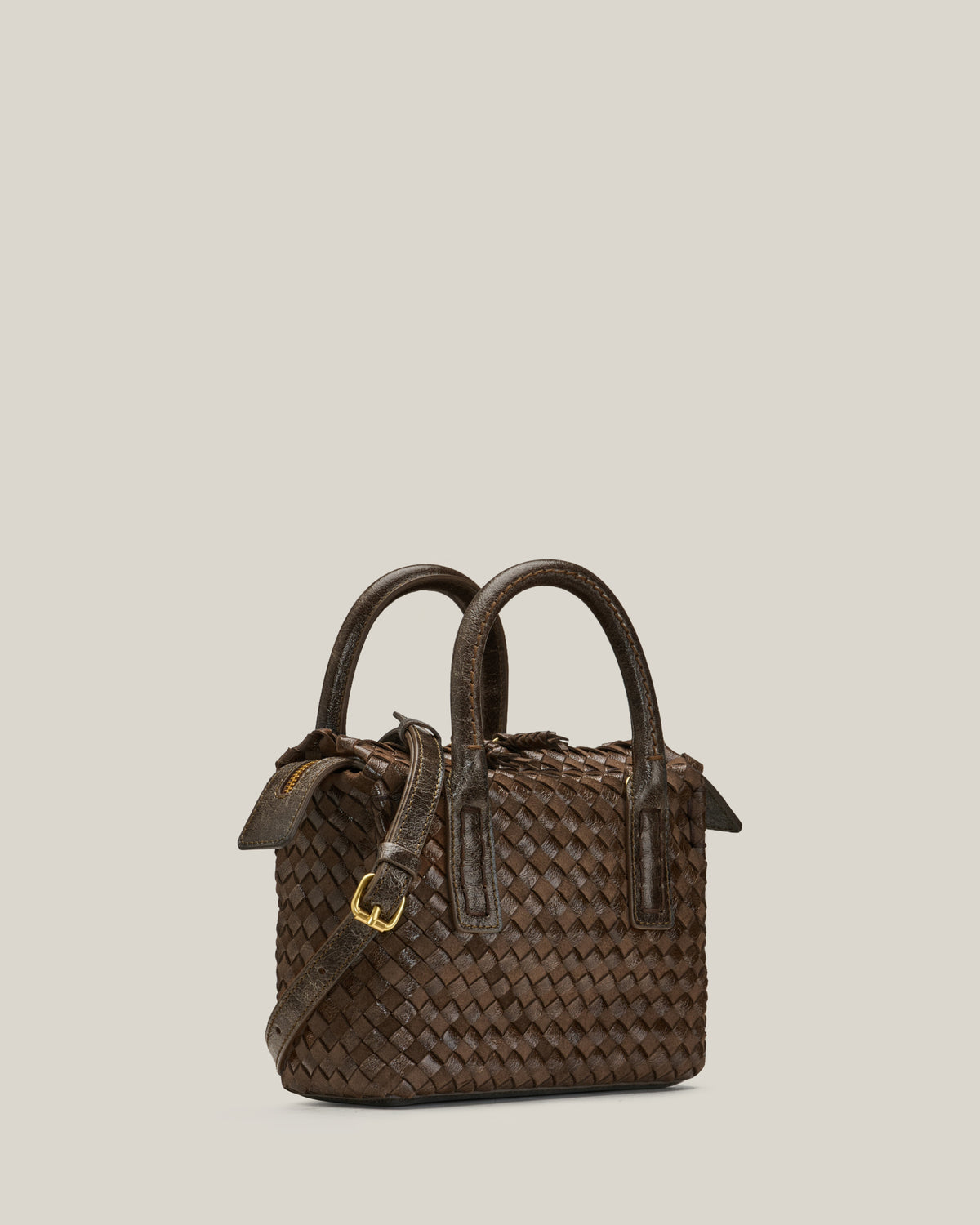 Box S - Bauletto piccolo intrecciato brown