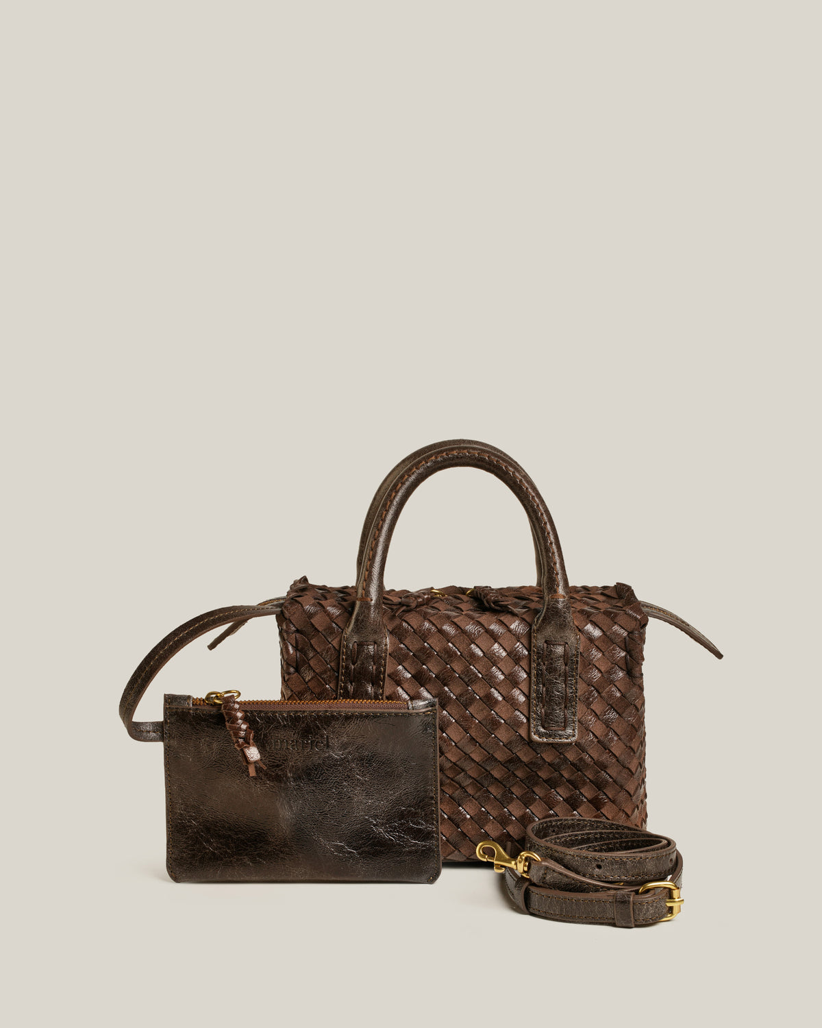 Box S - Bauletto piccolo intrecciato brown