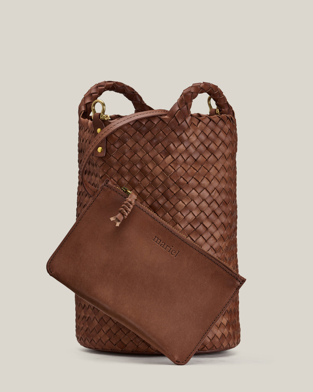 Bucket - secchiello in vacchetta intrecciata choco