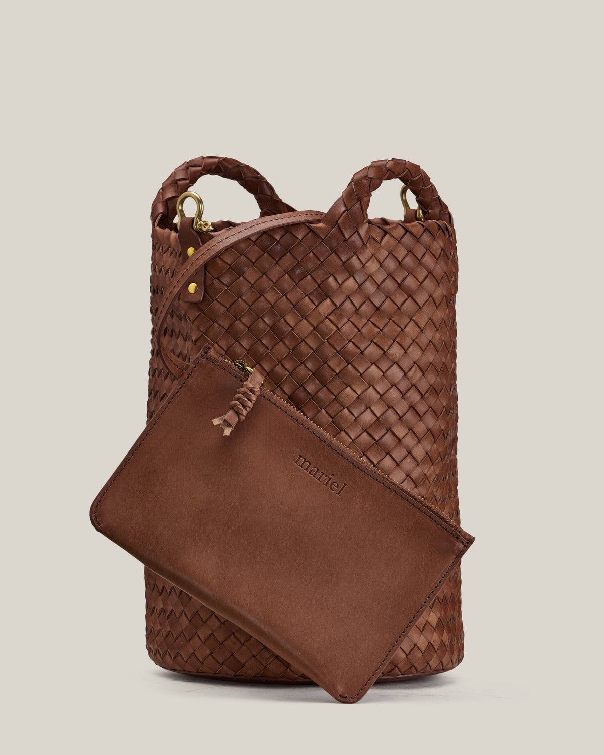 Bucket - secchiello in vacchetta intrecciata choco