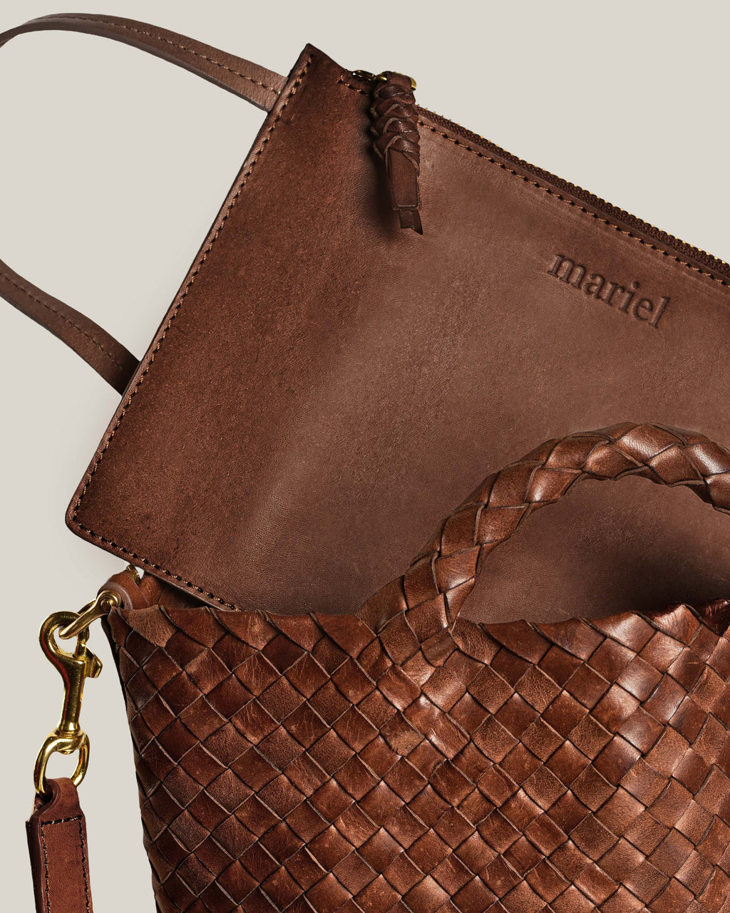 Bucket - secchiello in vacchetta intrecciata choco