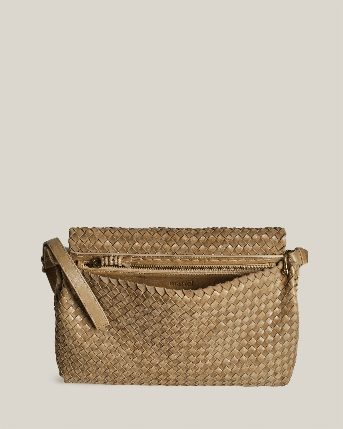 Coco -Flap bag intrecciata in pelle deserto