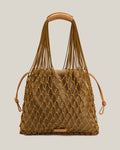 Elisa- Borsa biscotto intrecciata in cotone e fur