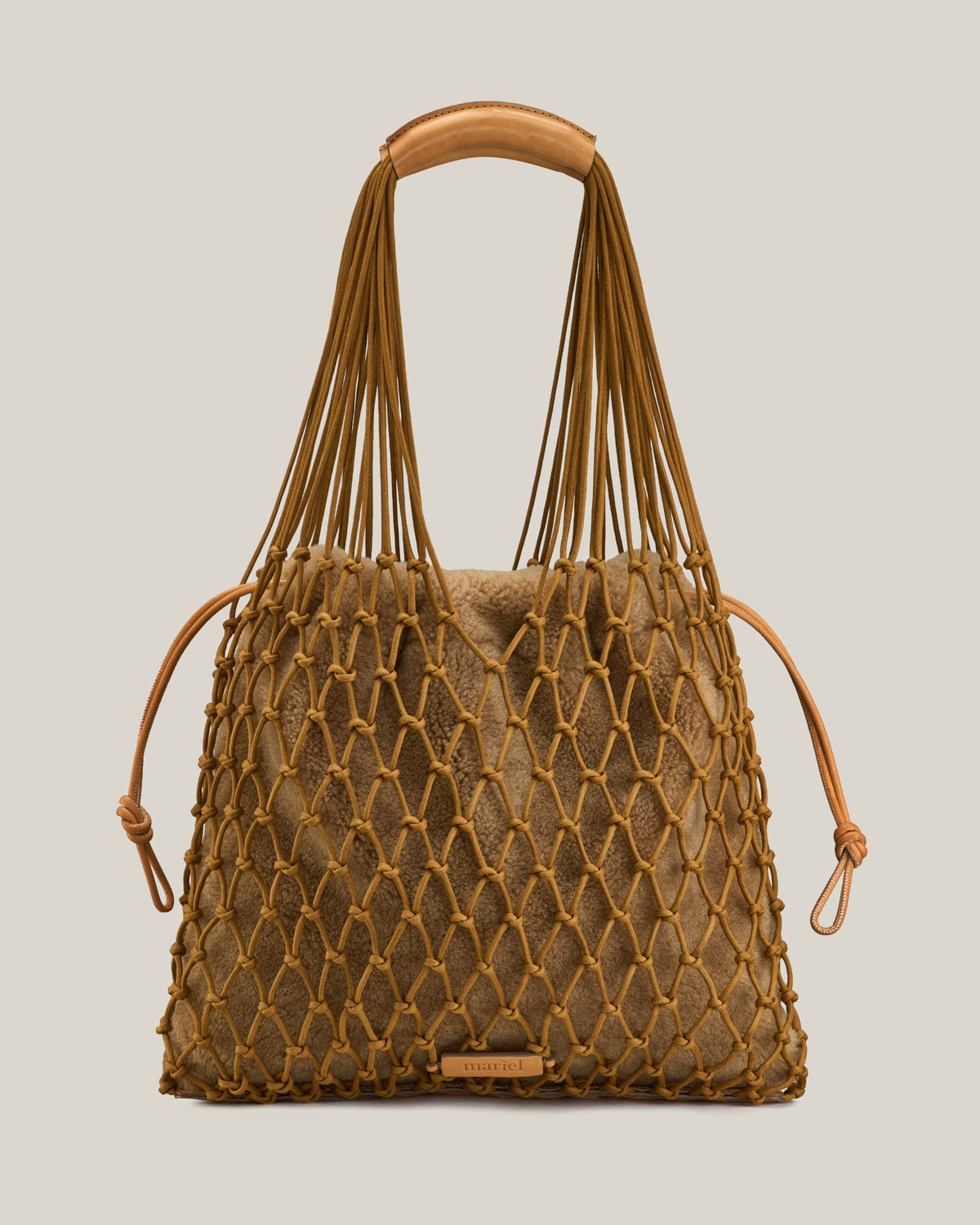 Elisa- Borsa biscotto intrecciata in cotone e fur