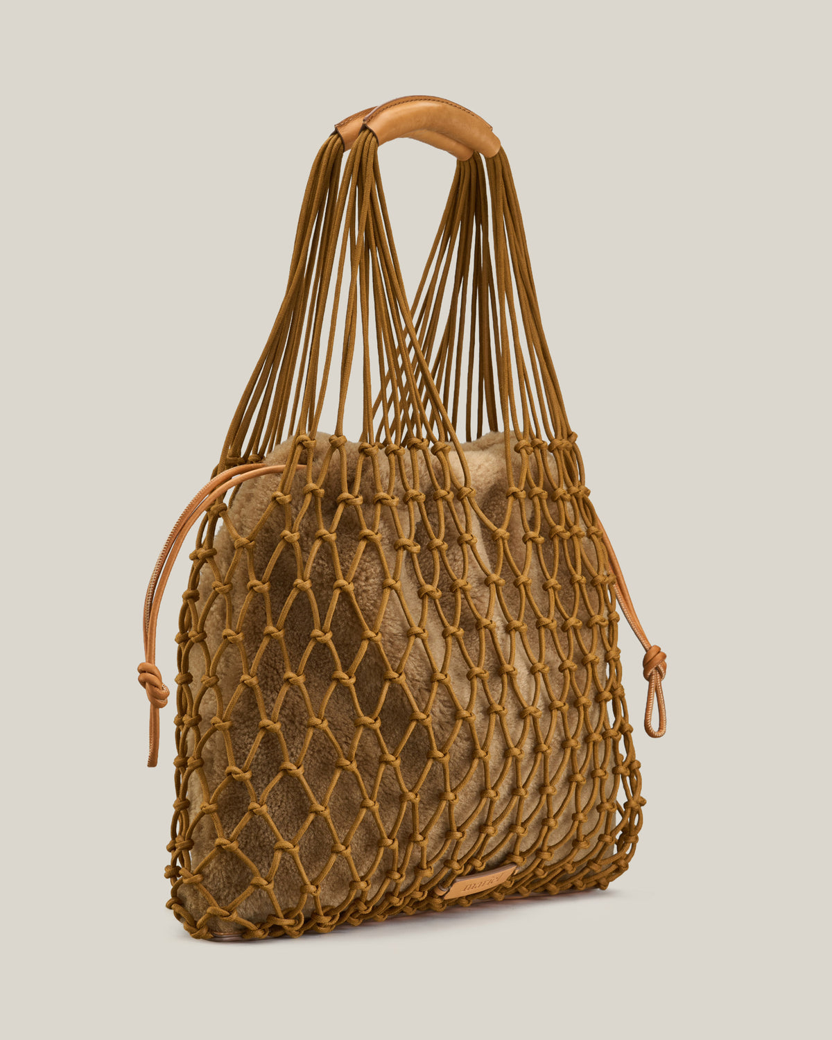 Elisa- Borsa biscotto intrecciata in cotone e fur