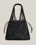 Elisa- Borsa grey intrecciata in cotone e fur