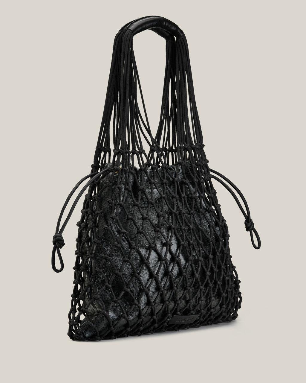 Elisa- Borsa nera intrecciata in cotone