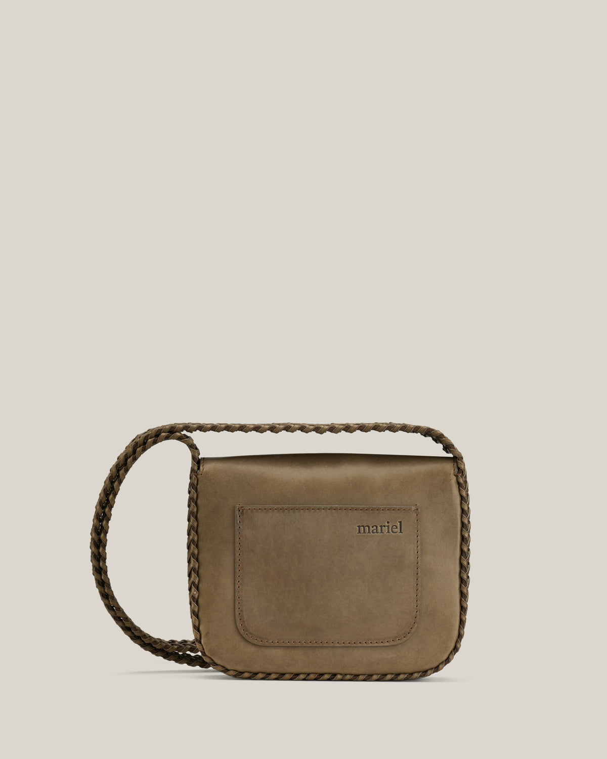 Pan – Borsa tracolla grigia in vacchetta infilata