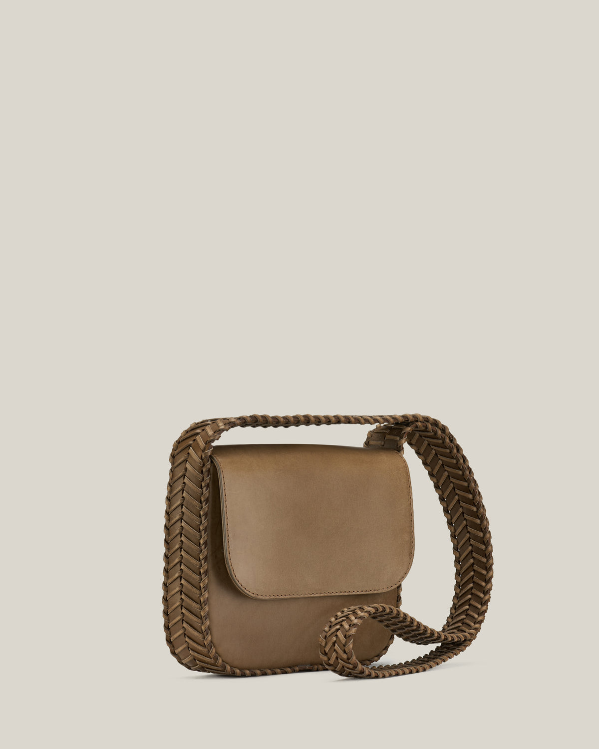 Pan – Borsa tracolla grigia in vacchetta infilata
