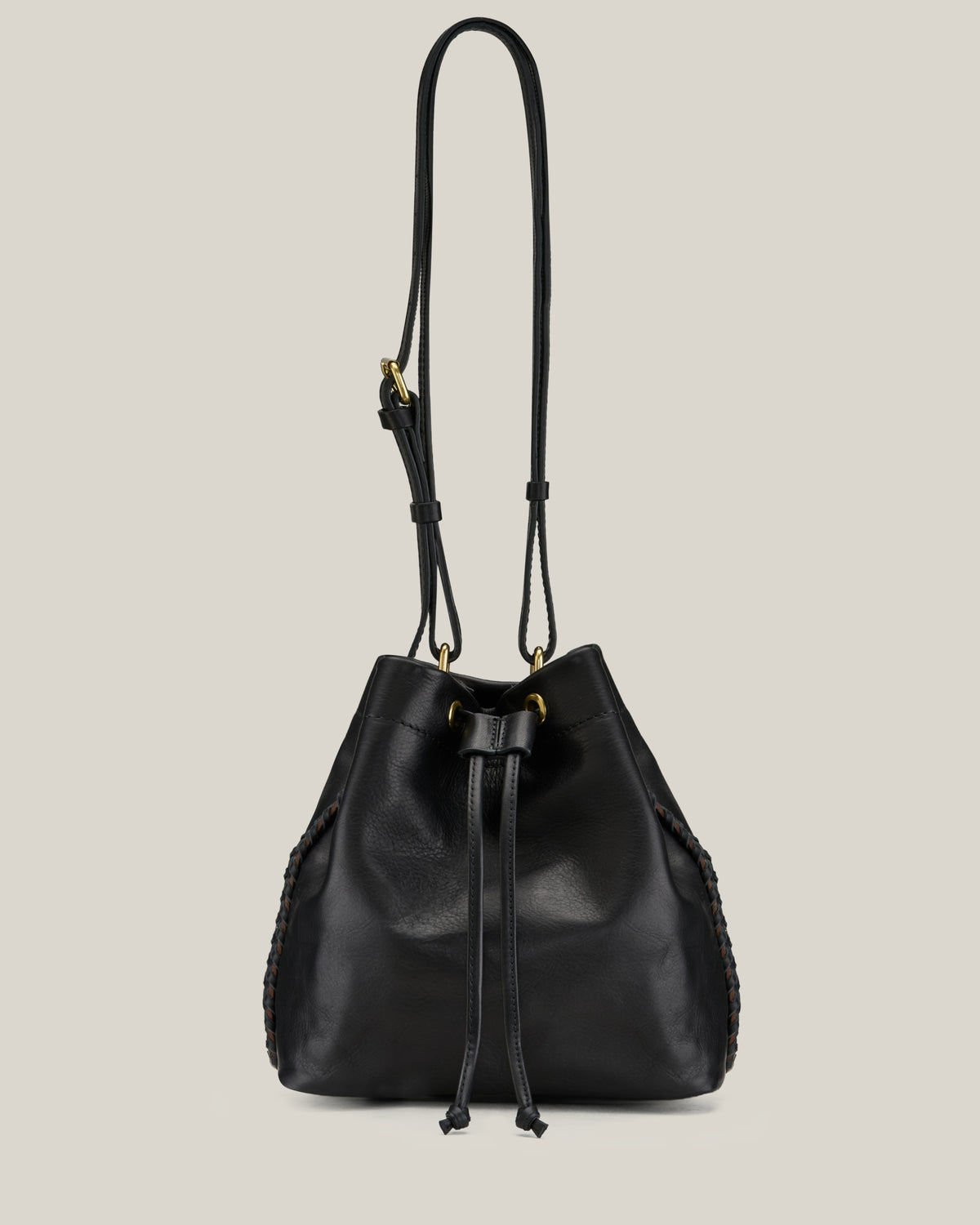 Puck-Puck – Borsa secchiello in vacchetta nera